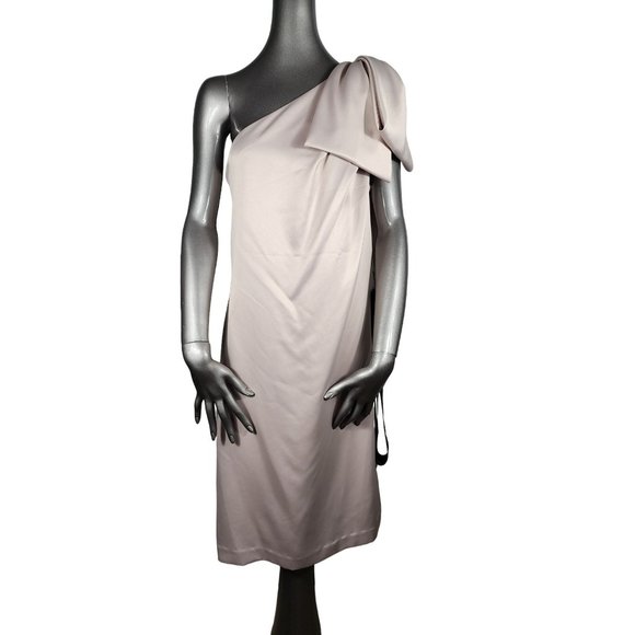 Lela Rose NWT One Shoulder Dress Bow Sand Party Wedding 12 - Picture 3 of 5